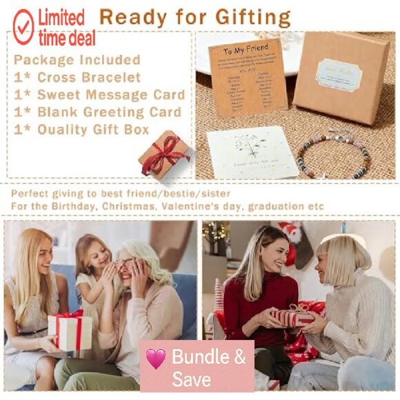 Adjustable Cross Bracelet Stainless Steel Natural Stones 6.5-8 Inch Wrist - Picture 6 of 6